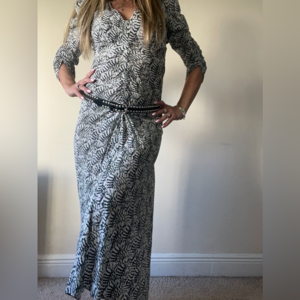 Isabel Marant Albini Dress size 34🪴🪴 100% stretch silk Feather Print